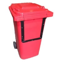 Craemer 2 Wheeled Plastic Bin 360L Red C/W Drop Front Access Door