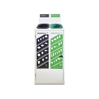 Customisable Slimline Dual-Sort Recycle Station H1150 x W540 x D275mm 50 Litre x 2