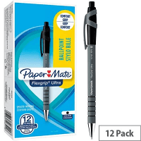 Papermate Flexgrip Medium Black Retractable Ballpoint Pen (Pack 12) S0190393