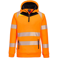 Portwest DX482 DX4 Hi-Vis 1/4 Zip Hoodie Orange/Black Size XXL Regular Fit
