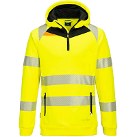 Portwest DX482 DX4 Hi-Vis 1/4 Zip Hoodie Yellow/Black Size XL Regular Fit