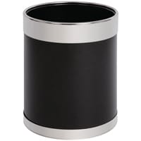 Bolero Black Waste Paper Bin with Silver Rim