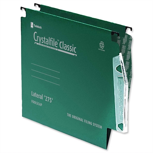 Rexel Crystalfile Lateral 275mm File 15mm V-base Green Pack 50 - Hunt ...