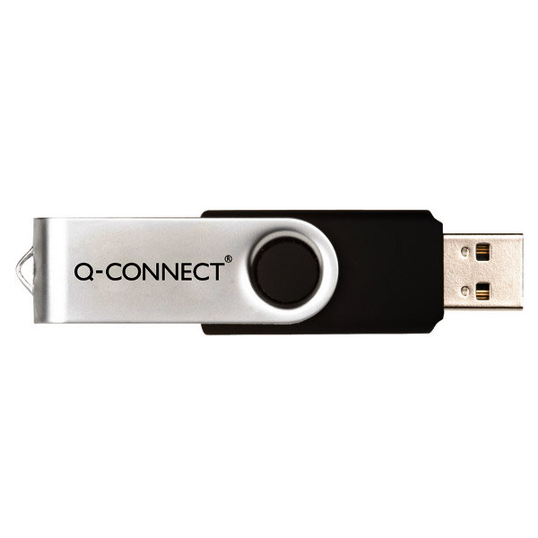 Q-Connect Swivel Flash Drive Memory Stick 8GB Silver/Black KF41512