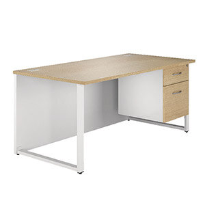Arista Rectangular Hoop Leg Desk 1200mm With 2 Drawer Fixed Pedestal Natural Oak