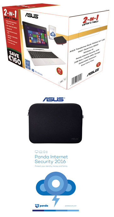 ASUS Transformer Book T100HA 2 in 1 Laptop and Tablet 10.1" LED Windows 10 Bundle