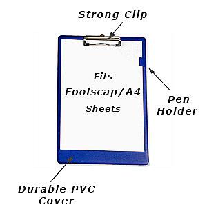 foolscap PVC cover clipboard from 5 star blue
