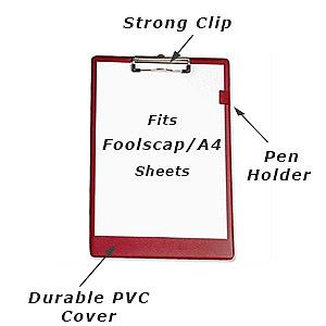 foolscap red pvc cover clipboard from 5 star