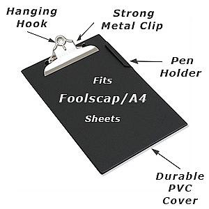 foolscap PVC cover clipboard from rapesco black