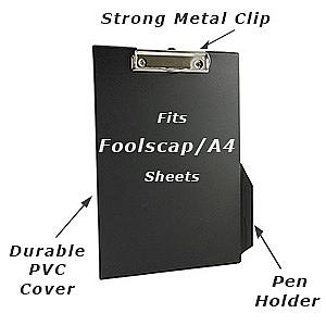 foolscap PVC cover clipboard from q-connect black