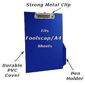foolscap PVC cover clipboard from q-connect blue