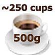 500g of instant coffee is enough for 250 cups
