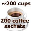 200 instant coffee sachets  pack size enough for about 200 cups