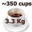 3.3kg pack size enough for about 350 cups