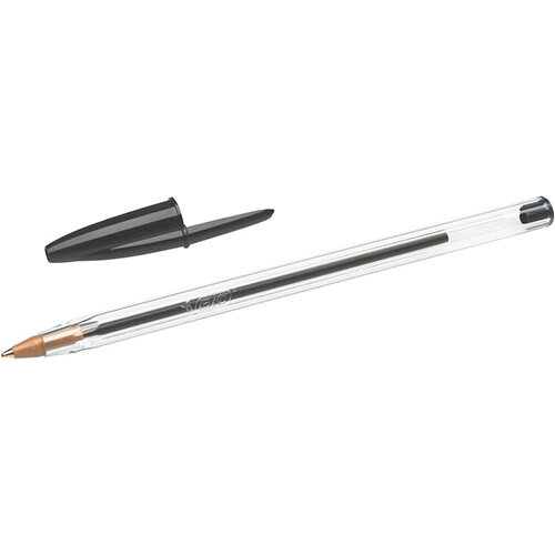 Bic Cristal Ballpoint Pens Black Clear Barrel Pack 50