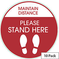Maintain Distance Please Stand Here Circle Floor Signs