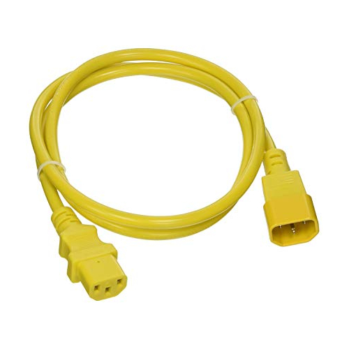 Power Cable C13 to C14 Extension Cord Male-Female IEC (3 Pin Plug) - Yellow - 3 Metre Length at HuntOffice.ie
