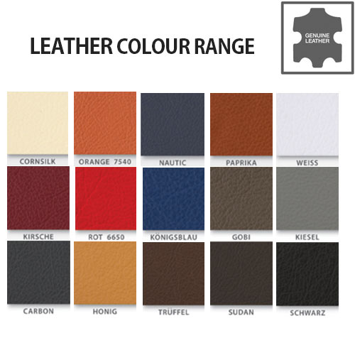 Leather material colour range for Sigma soft seating